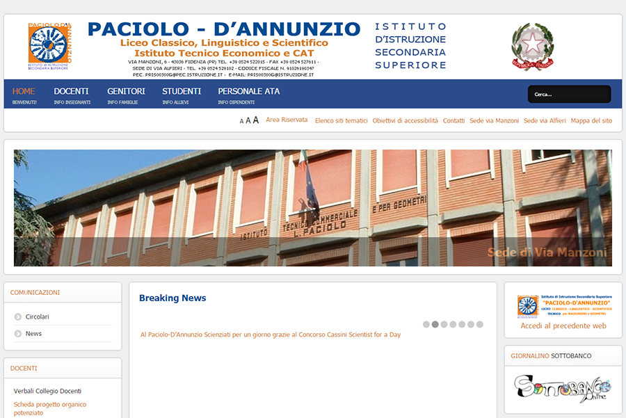 PCZeta Sviluppo Web Parma - IISS Paciolo - d'Annunzio - Restyling